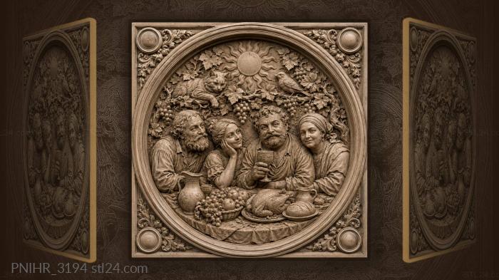 Family feast with cat and sun 3d STL model