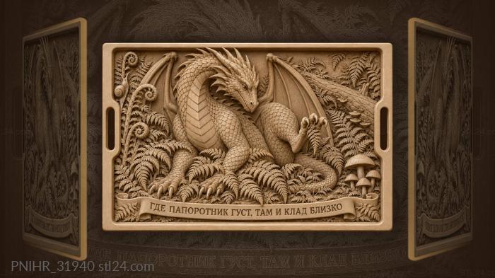 Foraging dragon frees its claws among mushrooms 3d STL model
