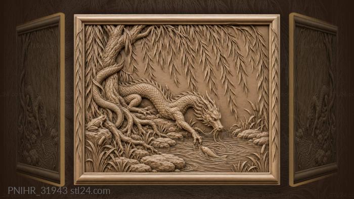 Dragon by the willow stream 3d STL model
