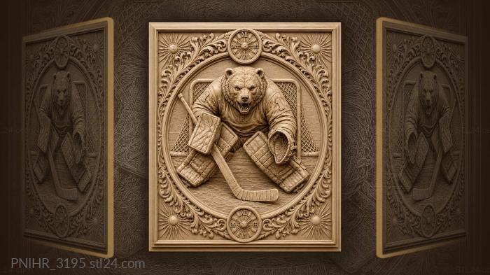 Hockey bear goalie with clocks 3d STL model