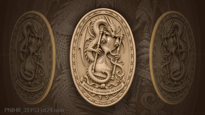 Dragon and falling hourglass time 3d STL model