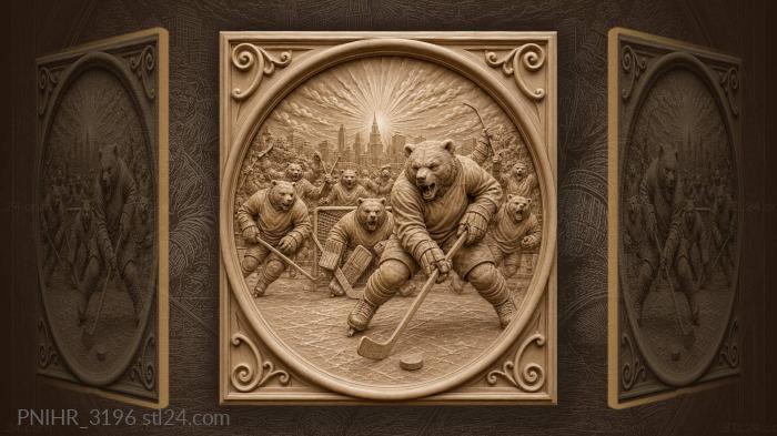 Bears playing exciting hockey game 3d STL model