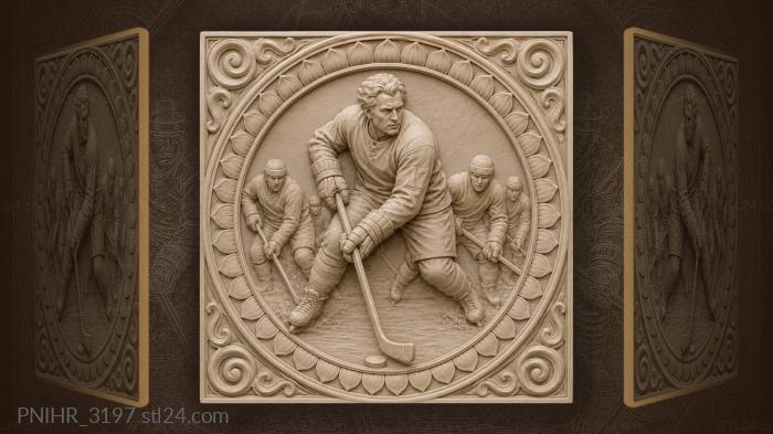 Soviet hockey player dynamic action scene 3d STL model