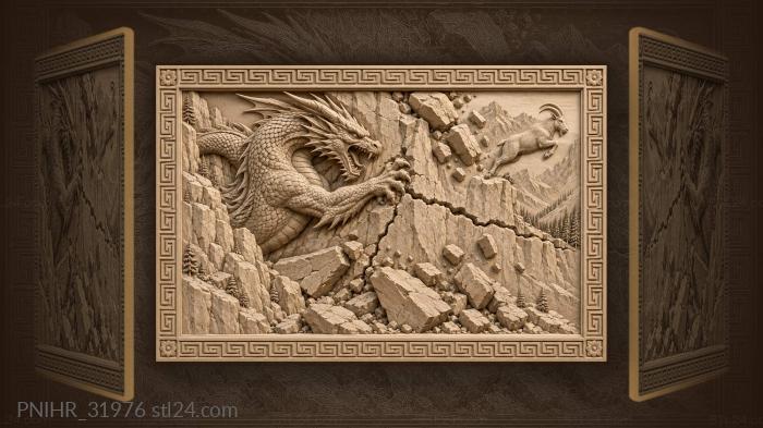 Dragon splits mountain with power 3d STL model