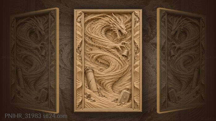 Desert dragon in swirling storm 3d STL model