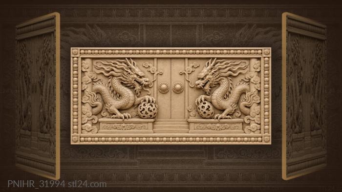 Eastern dragons guarding the gateway 3d STL model