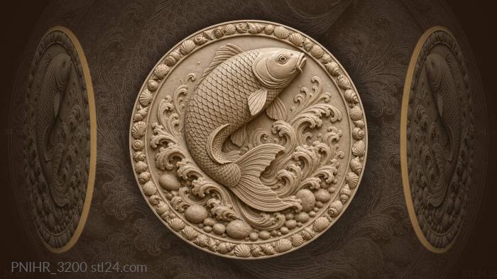 Carp swimming up among the pebbles 3d STL model