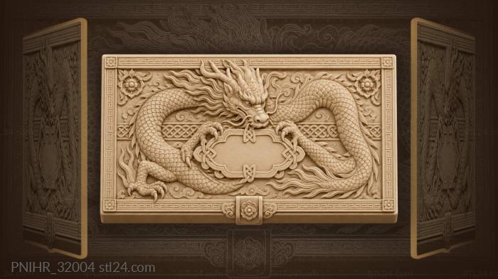 Dragon blowing dust off a family monogram 3d STL model