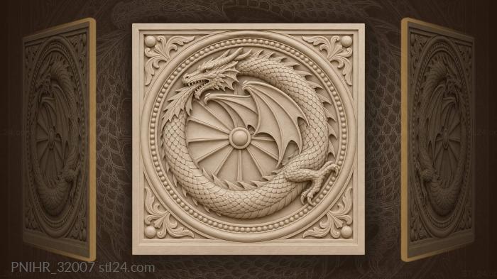 Tail biting circle with rim inscription 3d STL model