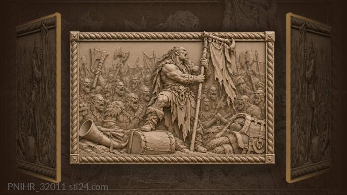 Orc chieftain claims captured war standard 3d STL model