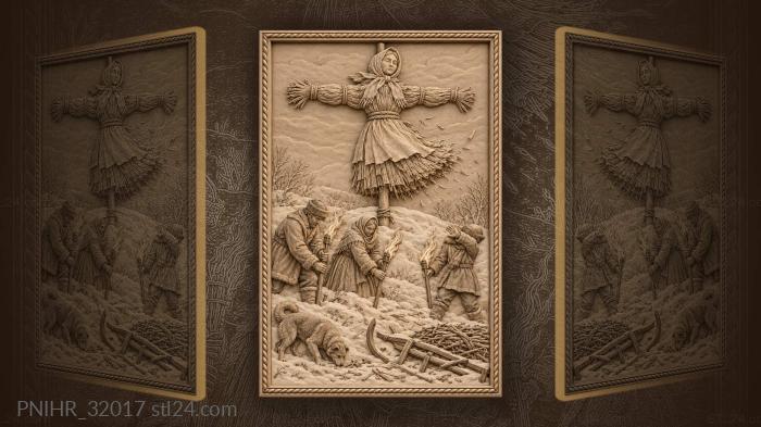 Winter effigy is farewelled with torches 3d STL model