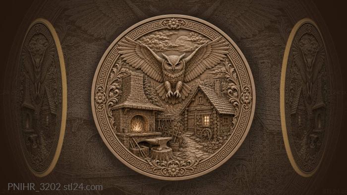 Wise owl above blacksmith’s workshop 3d STL model