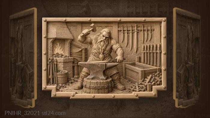 Dwarf with beard tucked into his belt 3d STL model
