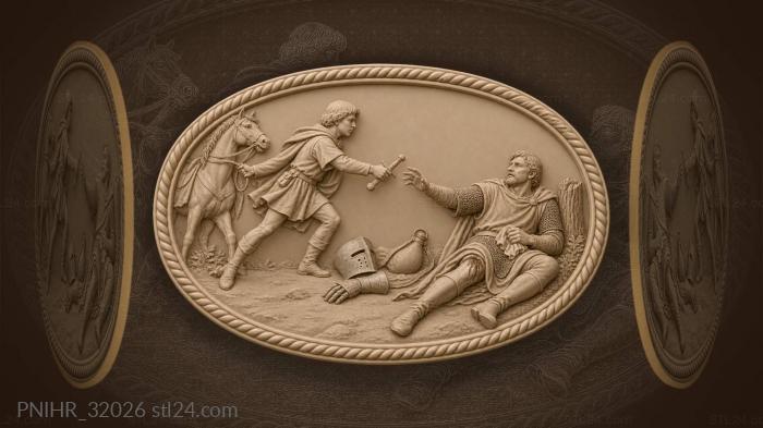 Squire assists wounded knight bravely 3d STL model