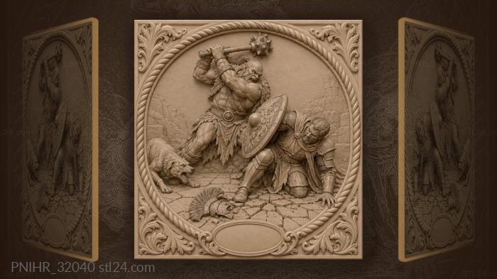 Hero withstands the orc’s crushing attack 3d STL model