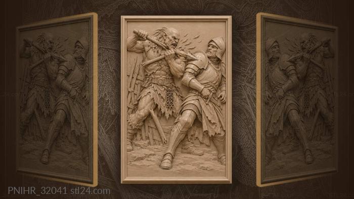 Orc breaks knight’s shoulder spear 3d STL model