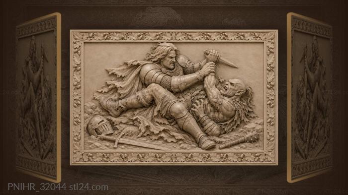 Knight and orc struggle over a dagger 3d STL model
