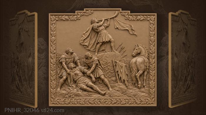 Companions drag the wounded knight from battle 3d STL model