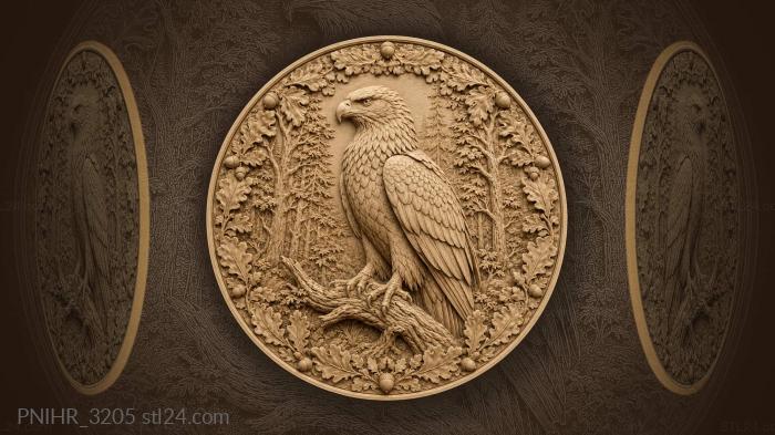 Eagle among ancient forest trees 3d STL model
