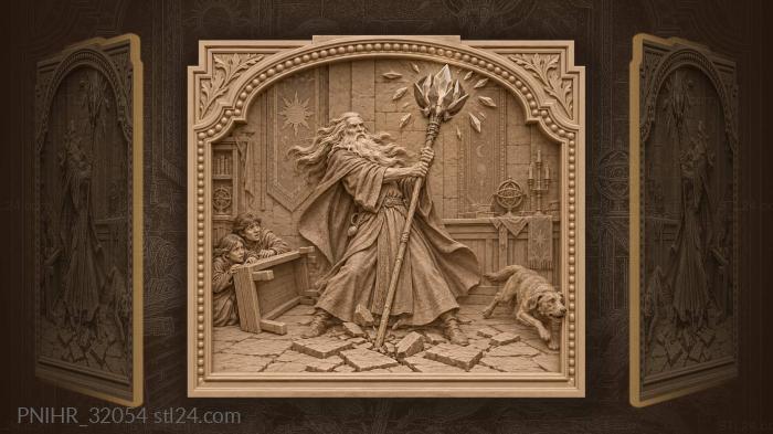 Wizard and crystal staff bloom 3d STL model