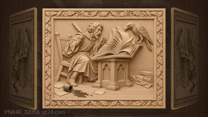 Magic book and startled scholar 3d STL model