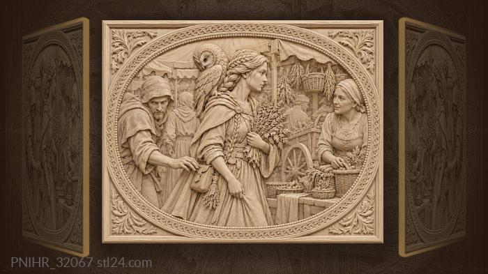 Market witch passes an unseen pickpocket 3d STL model