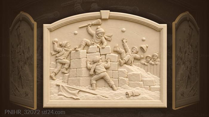 Winter snowball fight playful defense 3d STL model