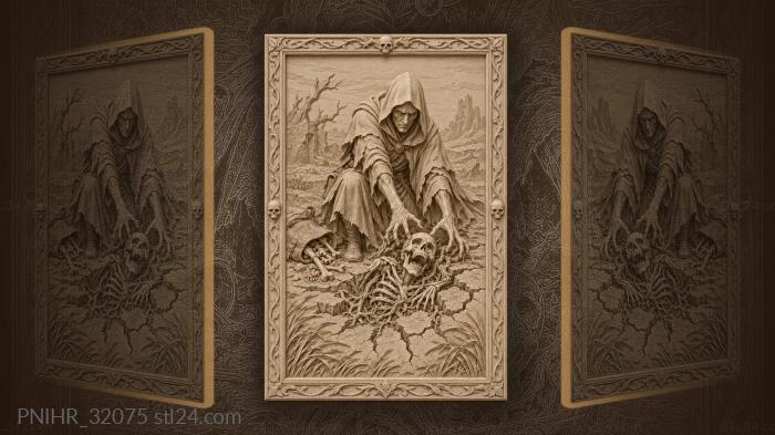 Necromancer raising skeleton from earth 3d STL model