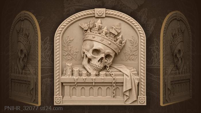 Crowned skull on ancient altar 3d STL model