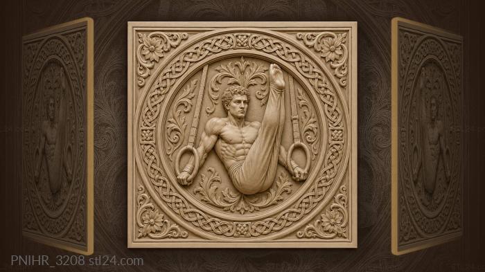 Gymnast on rings celtic design 3d STL model