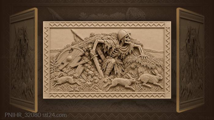Undead warrior claws free with buried sword 3d STL model