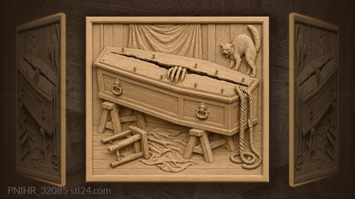 Broken coffin last rites cat 3d STL model