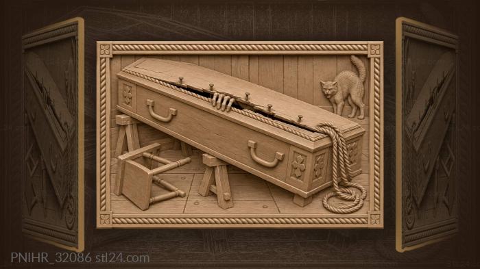 Broken coffin cat and final rest 3d STL model