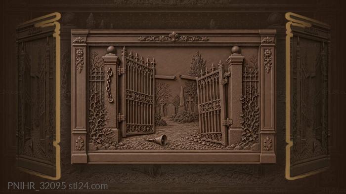 Broken chain fails to hold cemetery gates 3d STL model