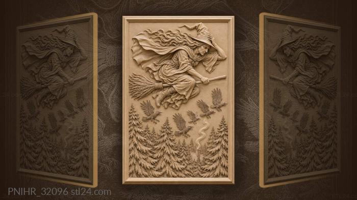 Witch holds her hat above forest 3d STL model