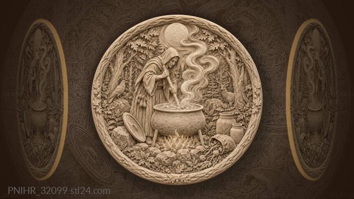 Forest cauldron under the moon 3d STL model