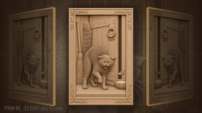Black cat by open doorway 3d STL model