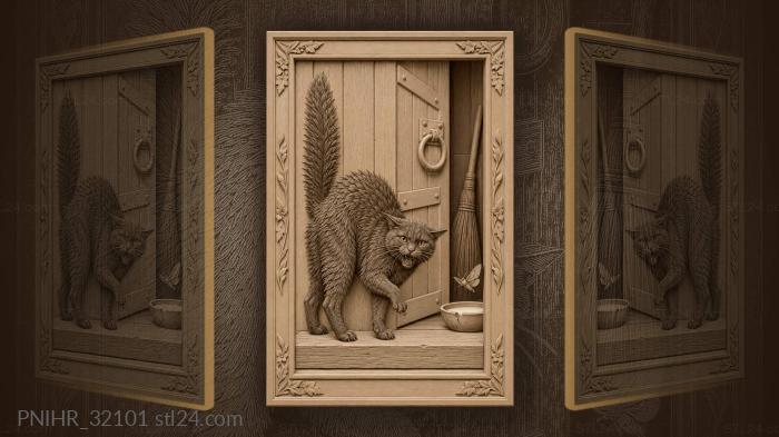 Angry cat at open doorway 3d STL model
