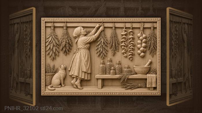 Herbal harvest old woman gathering 3d STL model