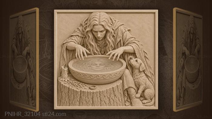 Witch summons a face from water 3d STL model