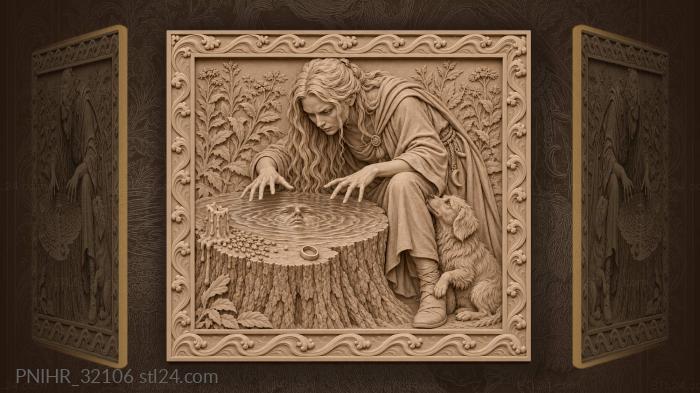 Water reveals a face to the witch 3d STL model