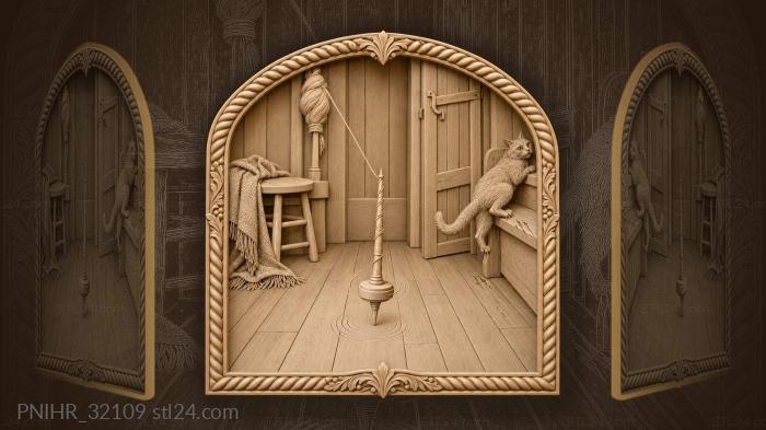 Spinning wheel abandoned empty hut 3d STL model