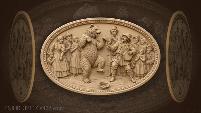 Mummer in bear hide dances in the square 3d STL model