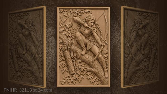 Archer on a branch shooting downward 3d STL model