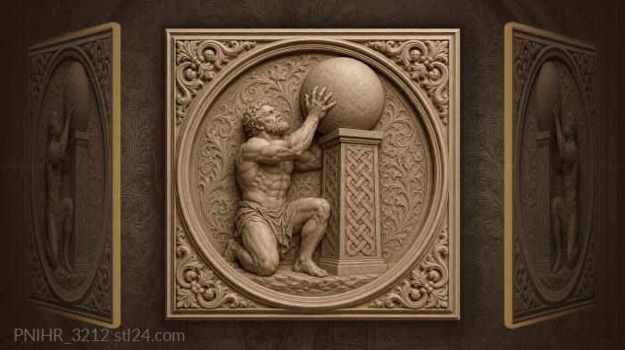 Strong man lifting heavy stone 3d STL model