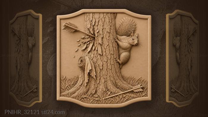 Arrow strike squirrel forest scene 3d STL model