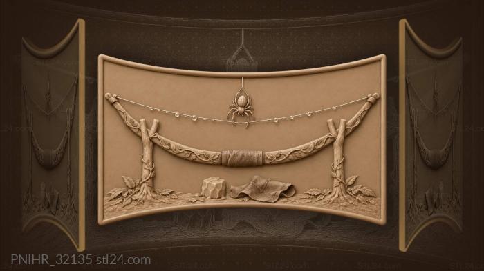 Spider weaves bowstring in dew 3d STL model