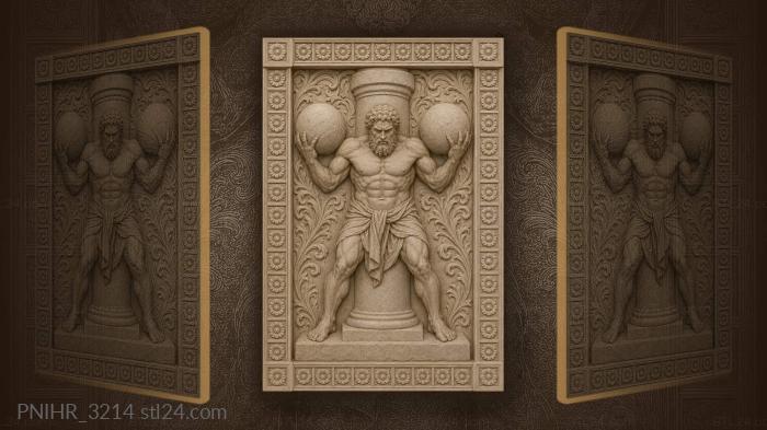 Two stone balls against a pillar 3d STL model