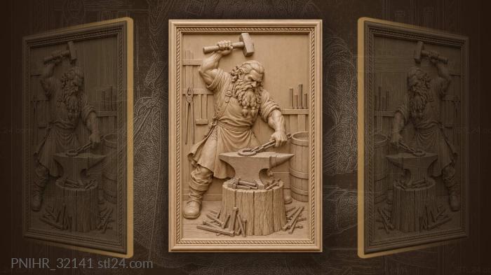 Tireless dwarf hammers glowing horseshoe 3d STL model