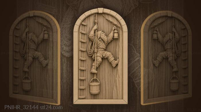 Dwarf miner with lantern in shaft 3d STL model